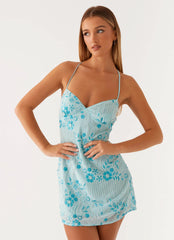Vietta Sequin Cami Mini Dress - Blue