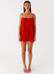 Godets Hem Mini Dress - Red