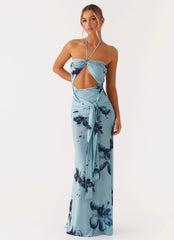 Antonia Maxi Dress - Black Blue Floral