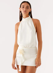 Birdie Halterneck Mini Dress - Ivory