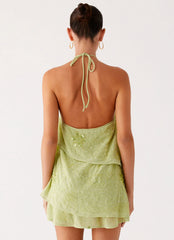 On The Go Beaded Mini Dress - Mint