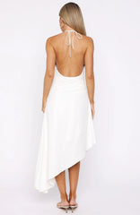 Night Hustle Halter Midi Dress White