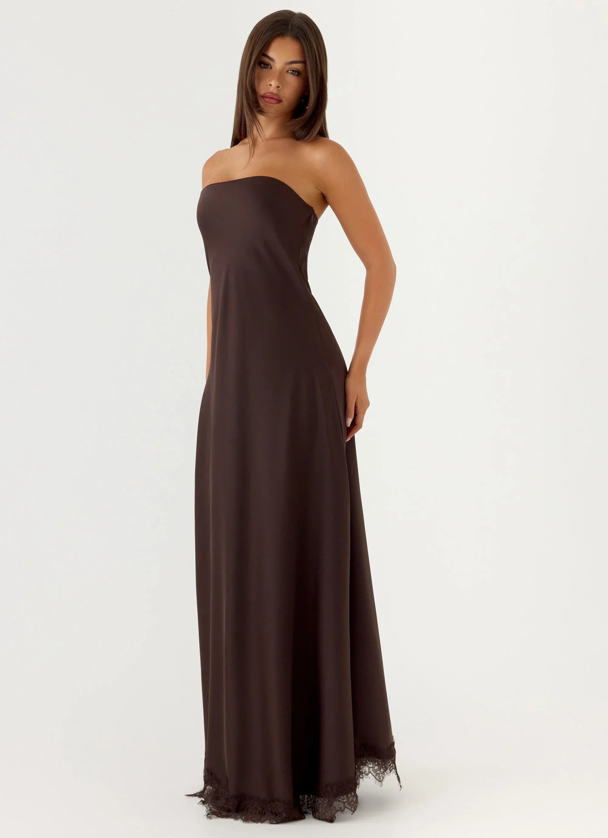 Kayleigh Strapless Maxi Dress - Chocolate Torte